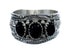 Native American Navajo Silver Onyx Scalloped Leaf Ring Size 13-3/4 AX125769